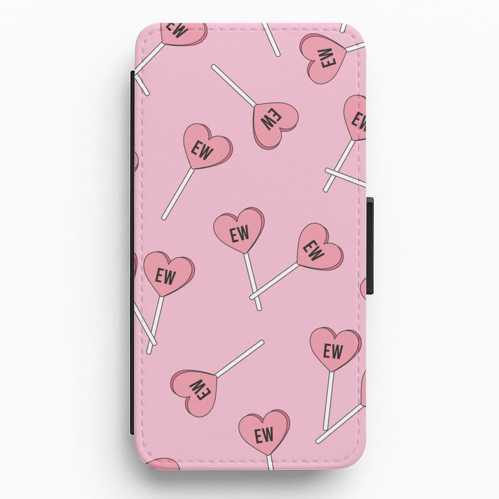 Ew Love Heart Lolipops Pattern Flip / Wallet Phone Case