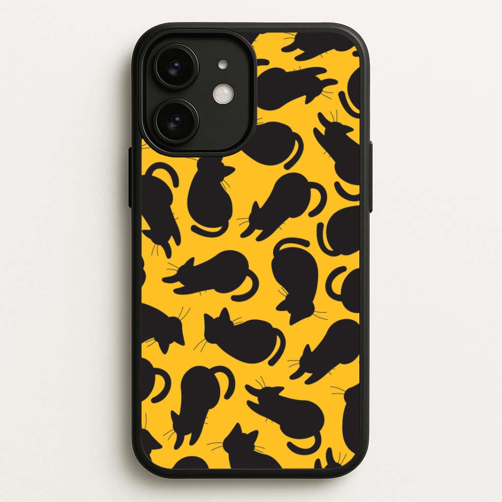 Black Cat Silhouettes Pattern iPhone 11 Case