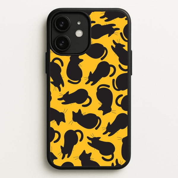 Black Cat Silhouettes Pattern iPhone 11 Case