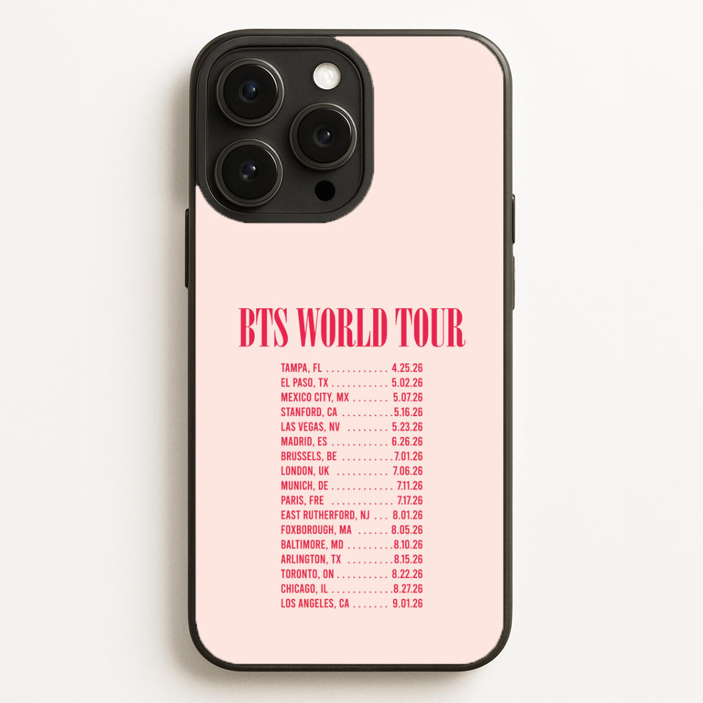 K-Pop Band World Tour List 2026 iPhone 16 Pro Max Case