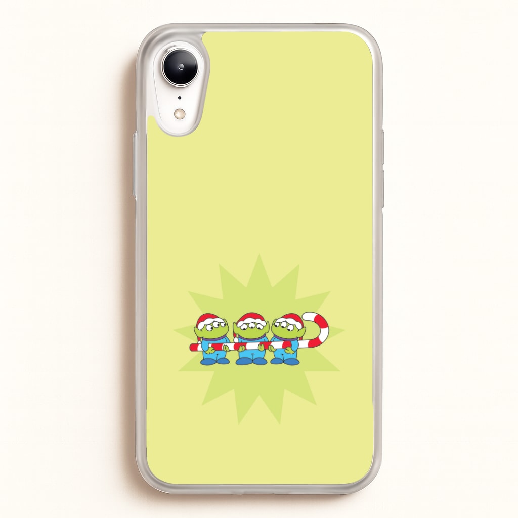 Cute Green Aliens Candycane iPhone XR Case