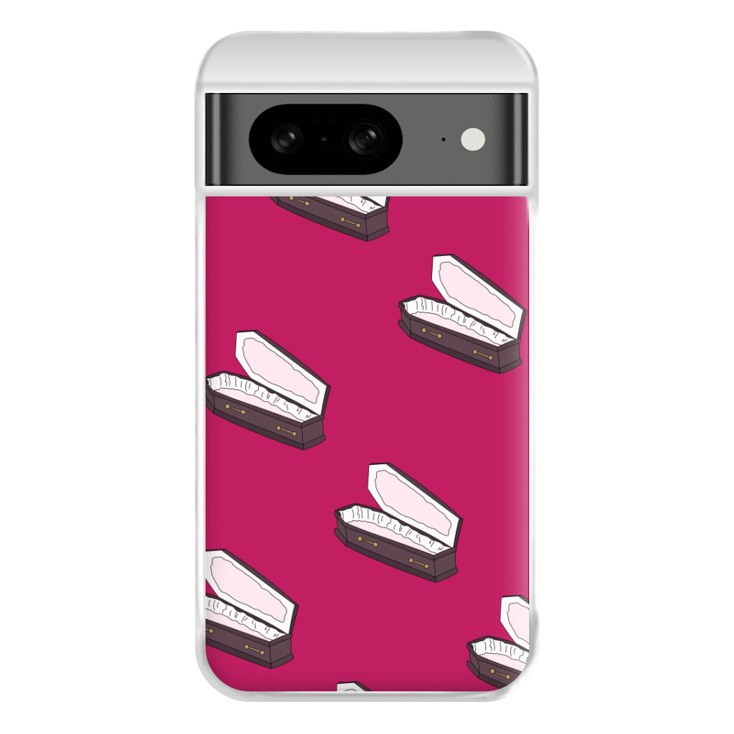 Bright Pink Coffin Pattern Google Pixel 8 Case