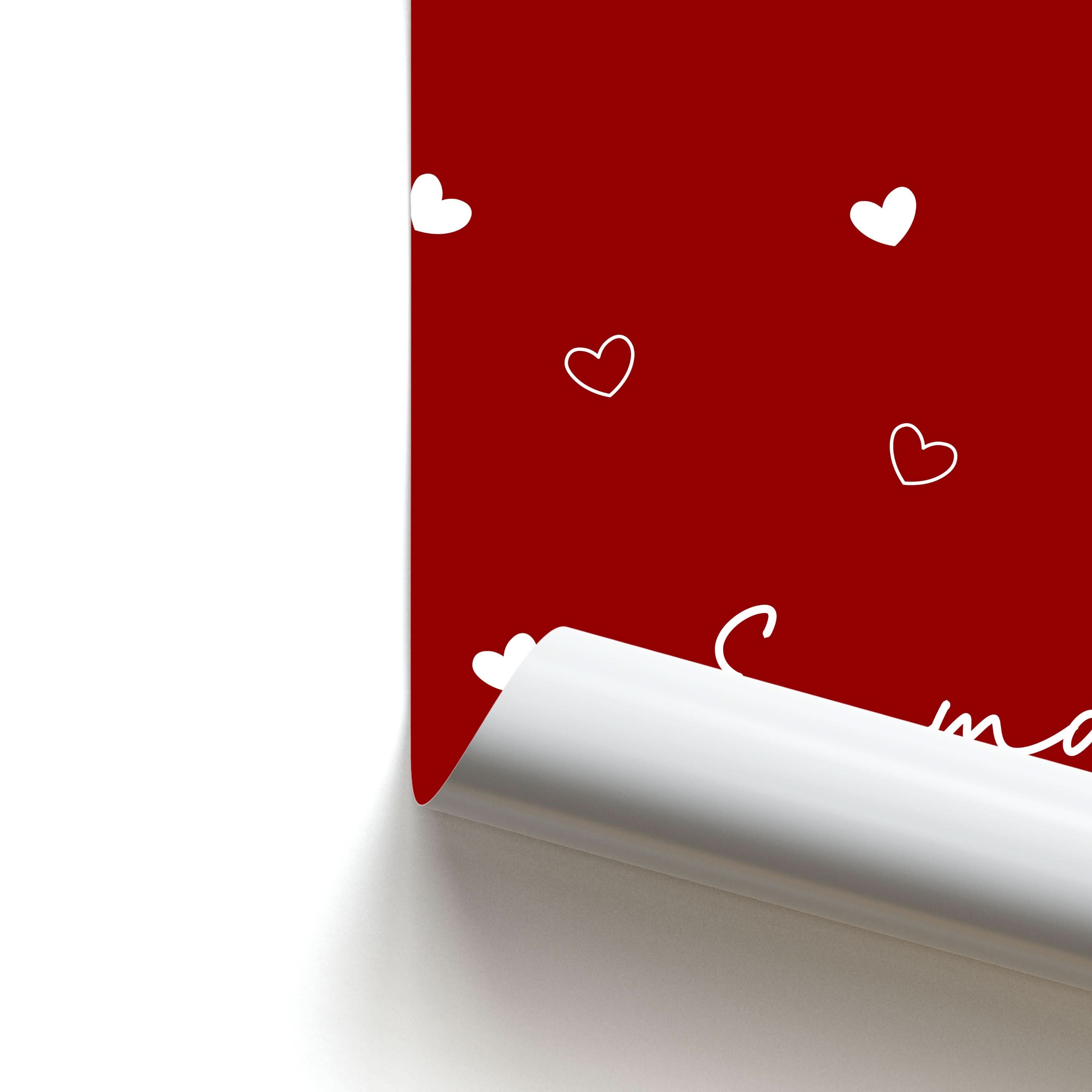 Red Hearts And Outlines Personalised Name Poster
