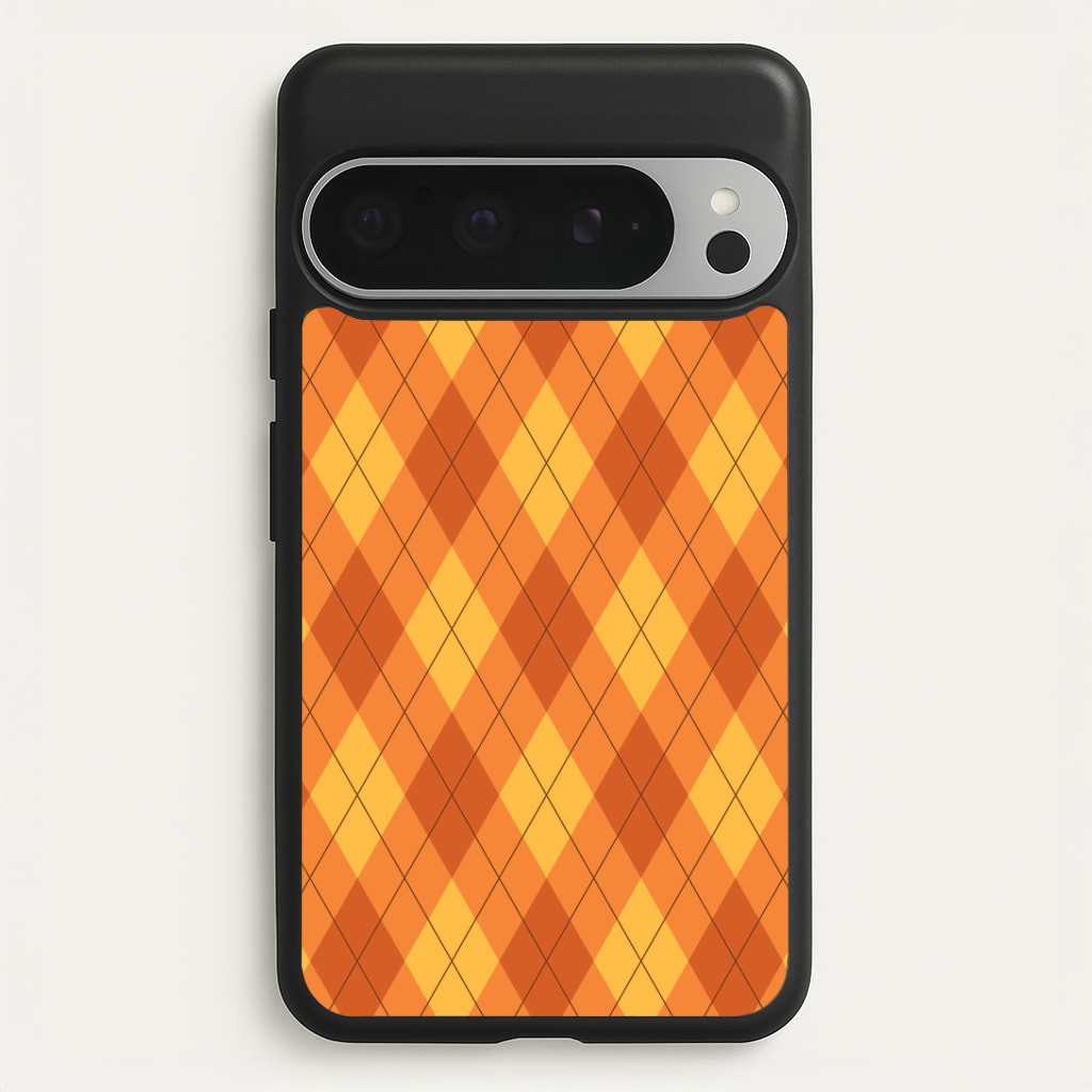 Orange Argyle Pattern Google Pixel 9 Pro XL Case