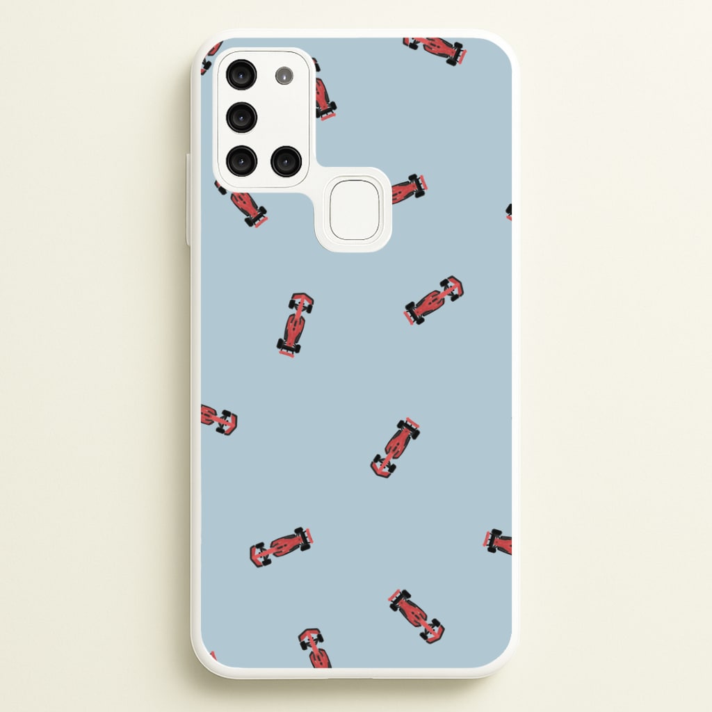 Race Cars Pattern Blue Galaxy A21s Case