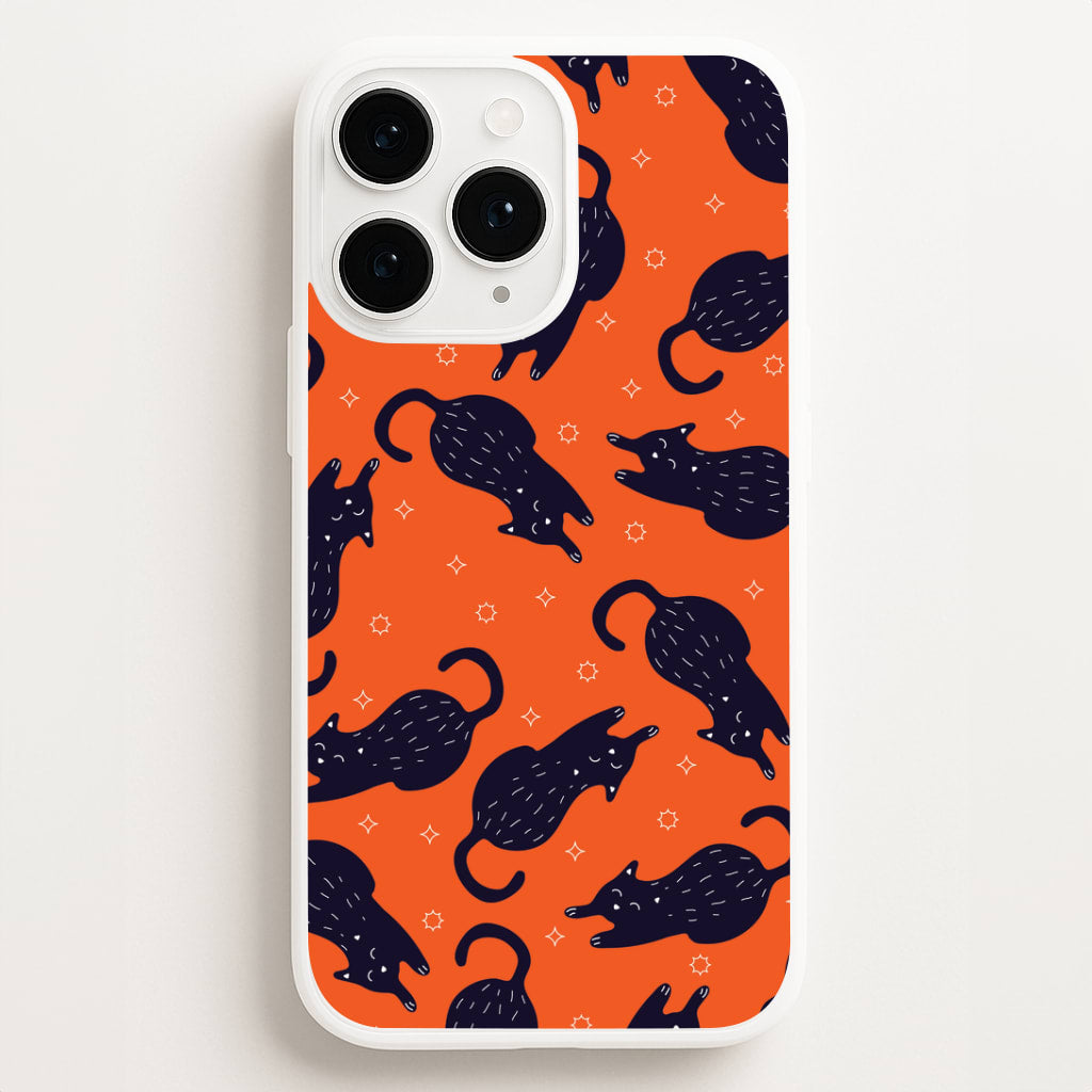 Black Cats And Stars Pattern iPhone 16 Pro Max Case