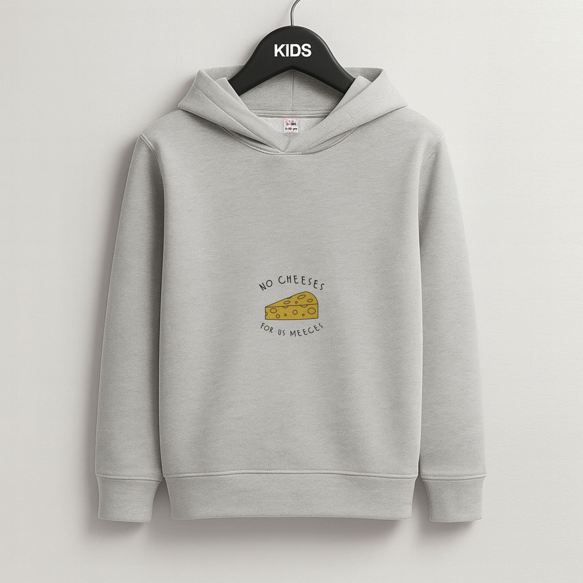 No Cheeses For Us Meeces Grey Kids Hoodie