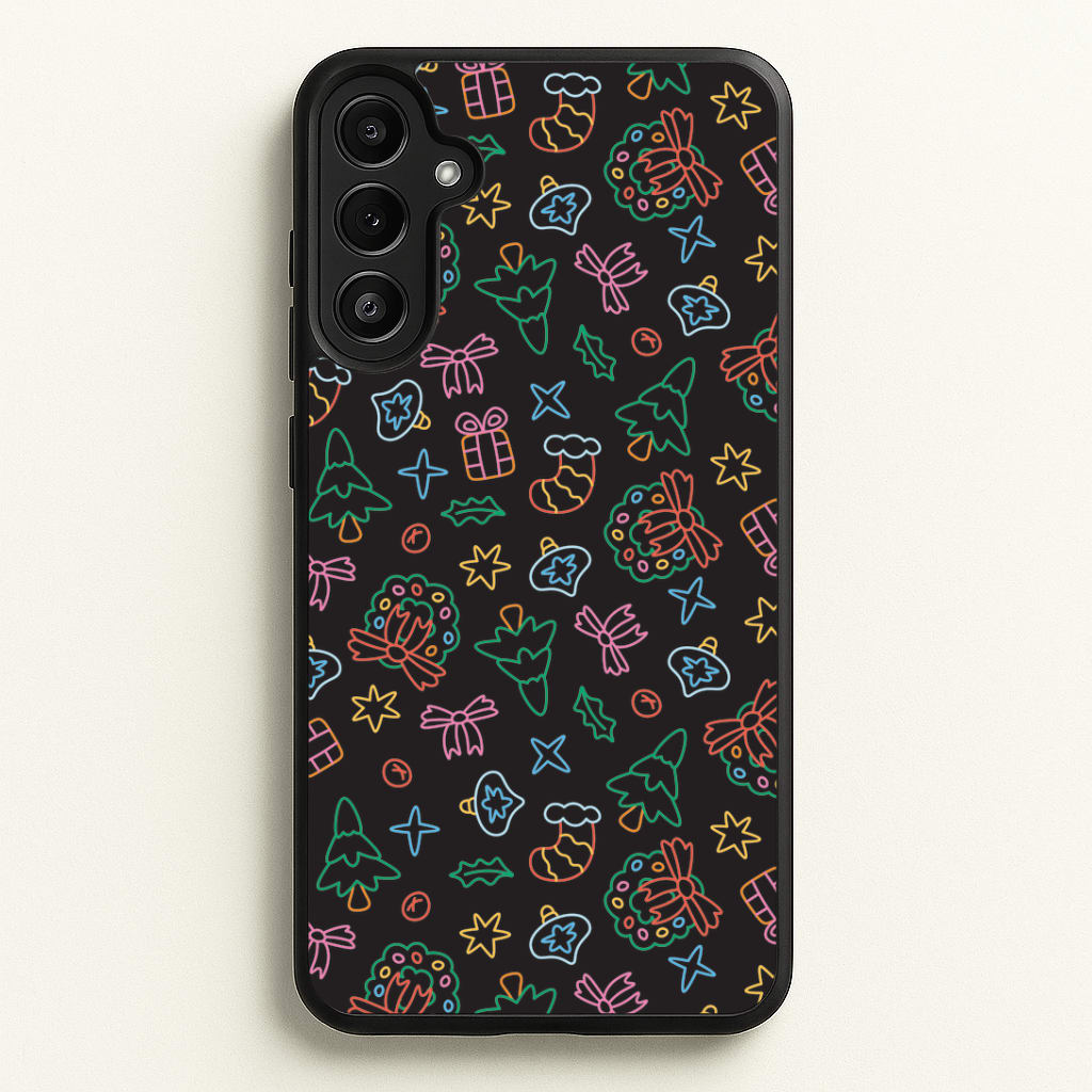 Neon Christmas Icons Pattern I Galaxy A36 Case