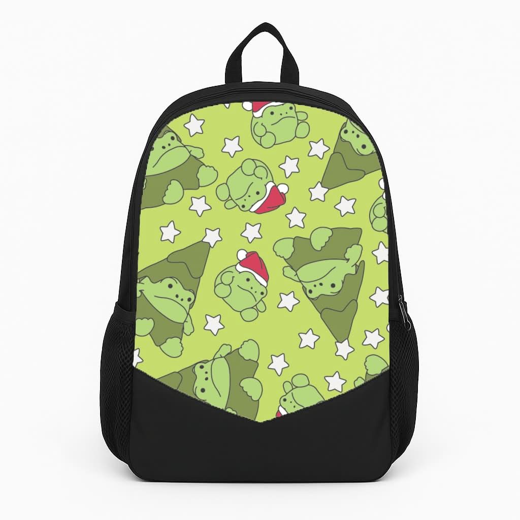 Christmas Frogs And Stars Plush Pattern Backpack