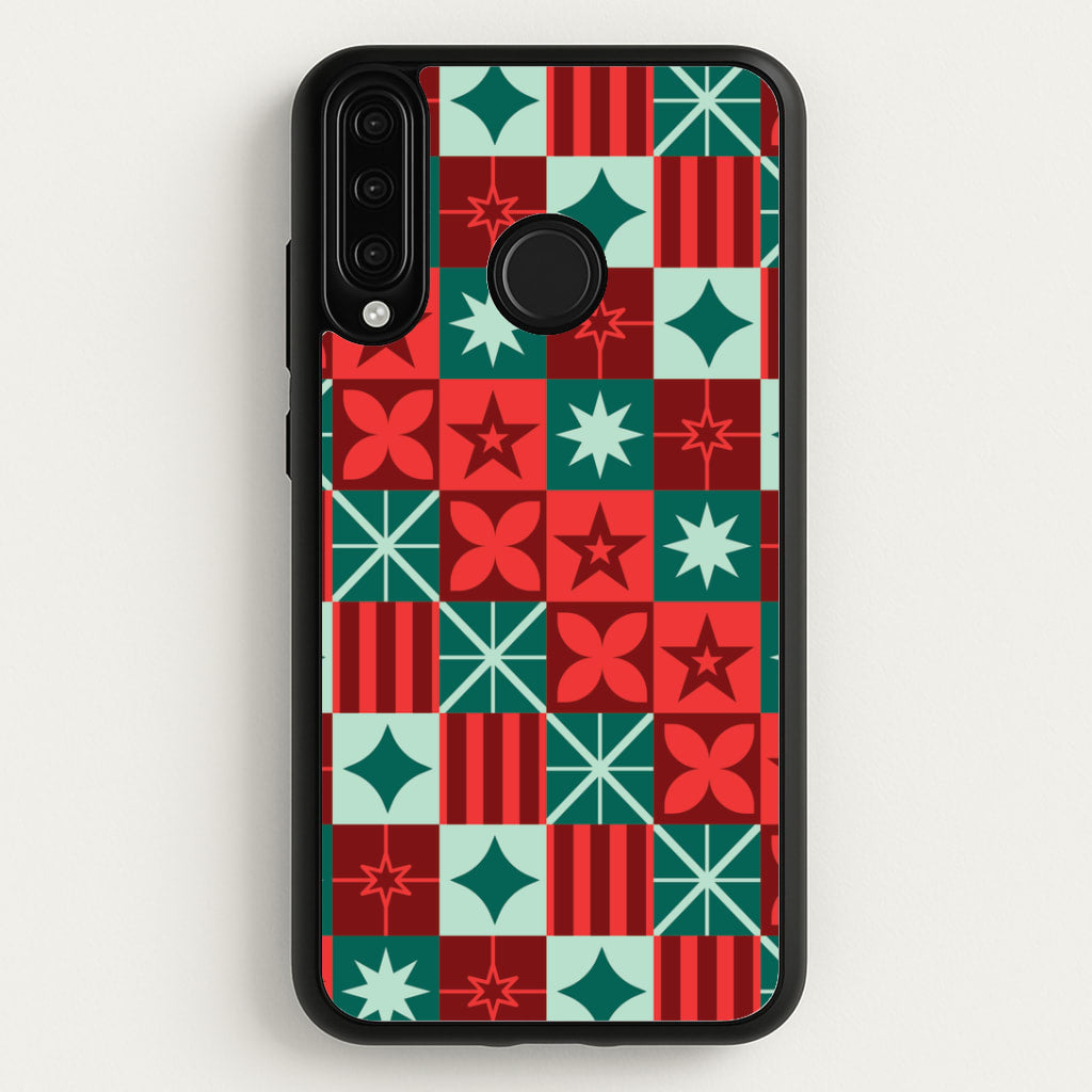 Geometric Square Christmas Pattern Huawei P30 Lite Case
