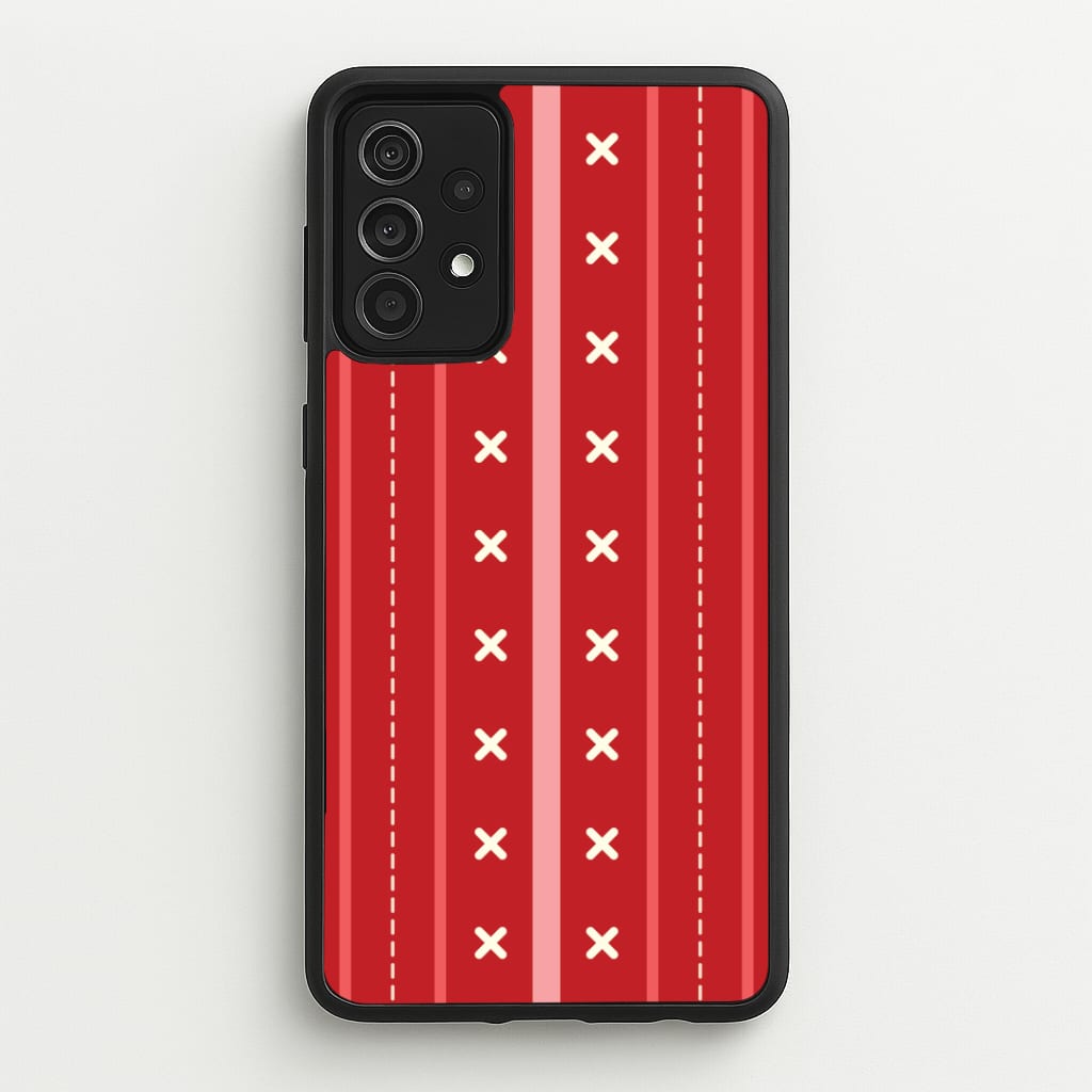 Stripes And Stitches Red Christmas Pattern Galaxy A52 / A52s Case
