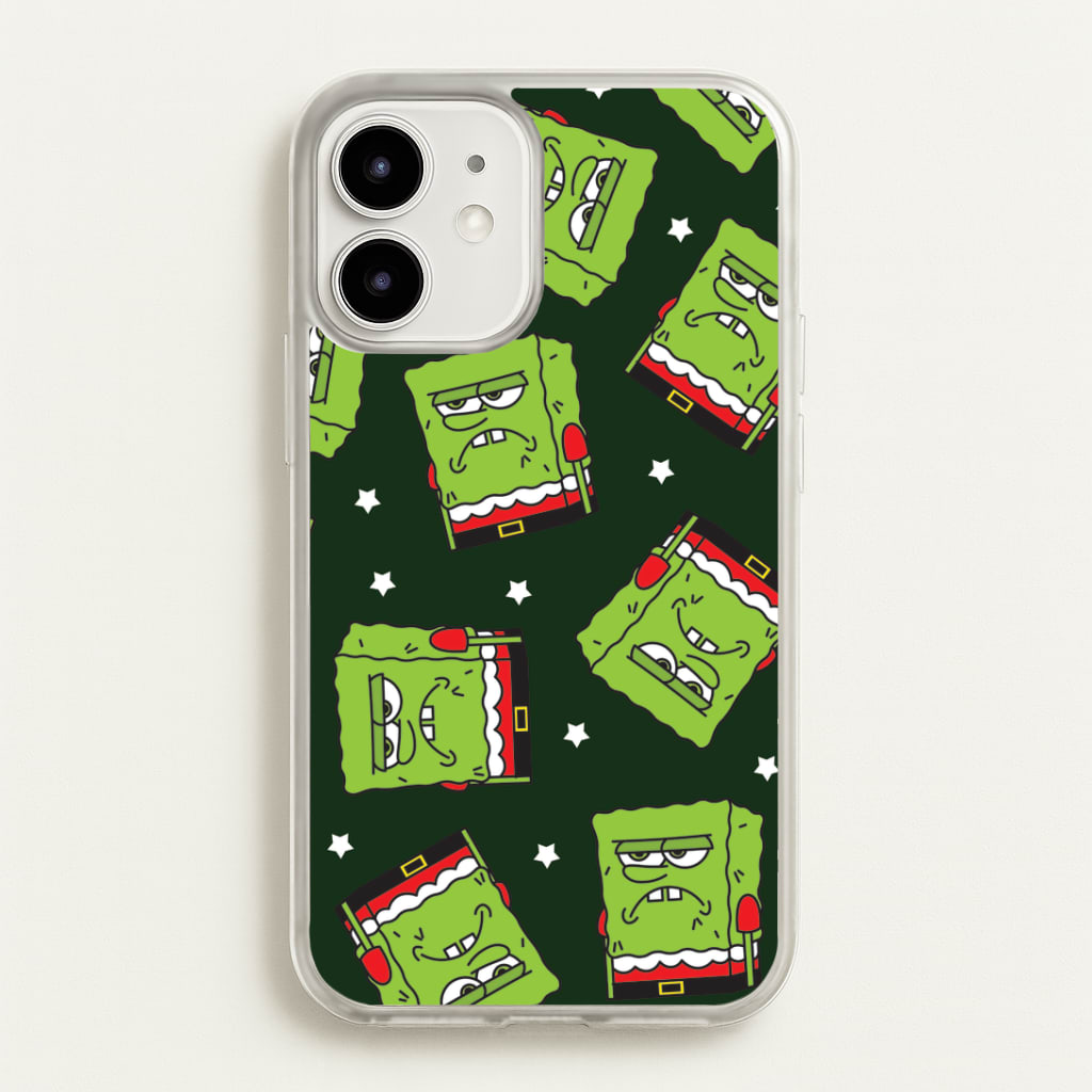 Grumpy Christmas Cartoon Sponge Pattern iPhone 12 / 12 Pro Case