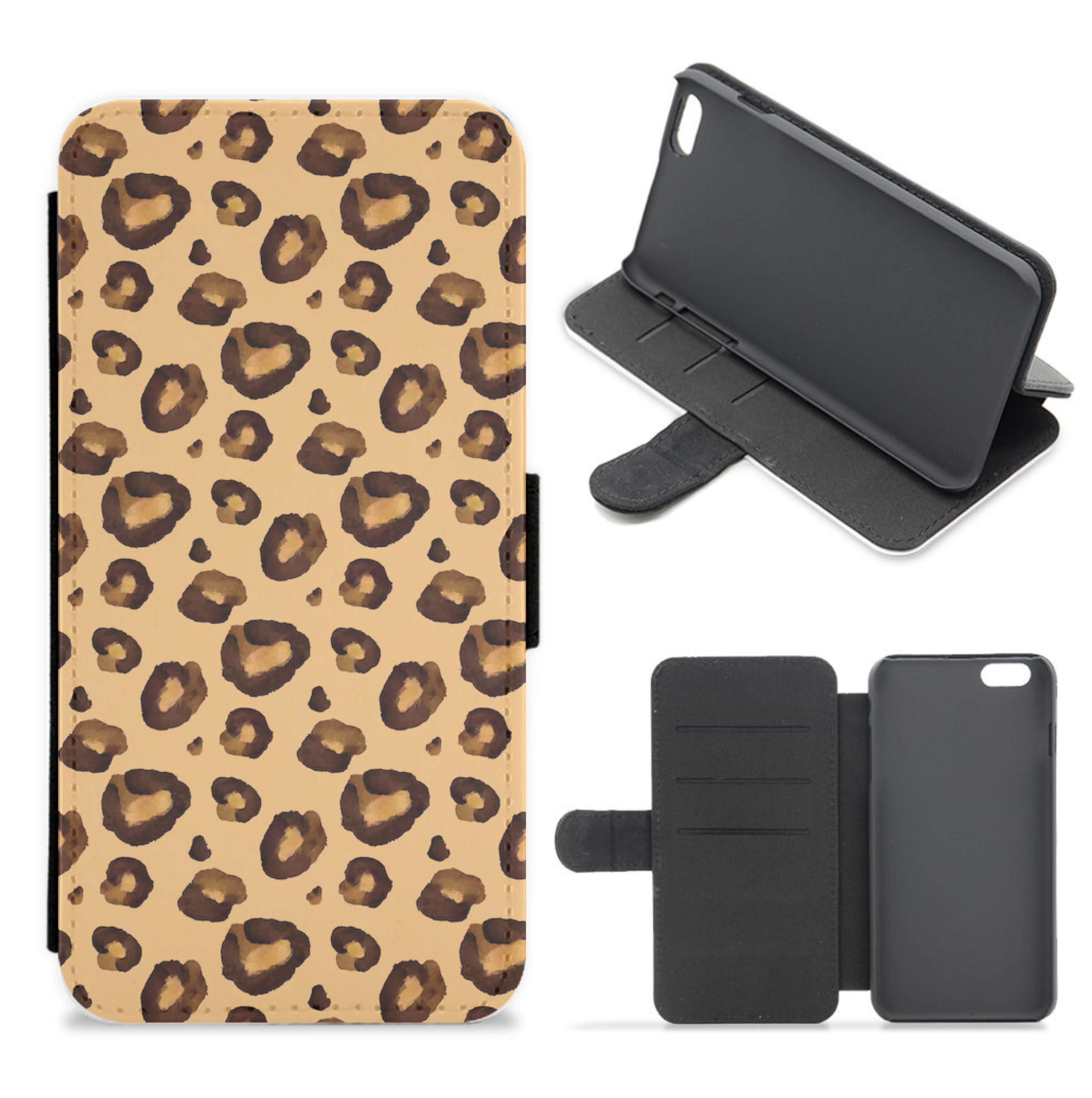 Watercolour Cheetah Print Flip / Wallet Phone Case