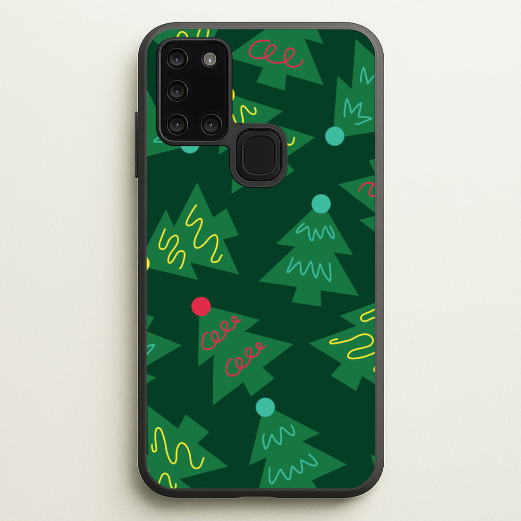 Abstract Christmas Trees Pattern Galaxy A21s Case