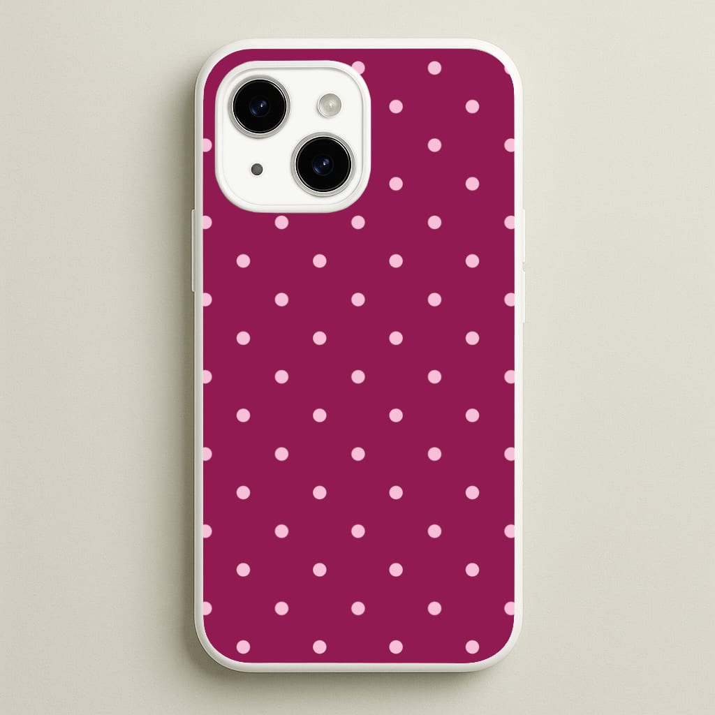 Raspberry Polka Dots iPhone 14 Case