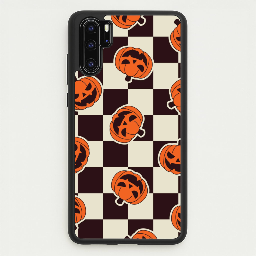 Pumpkin Stickers Checkered Pattern Huawei P30 Pro Case