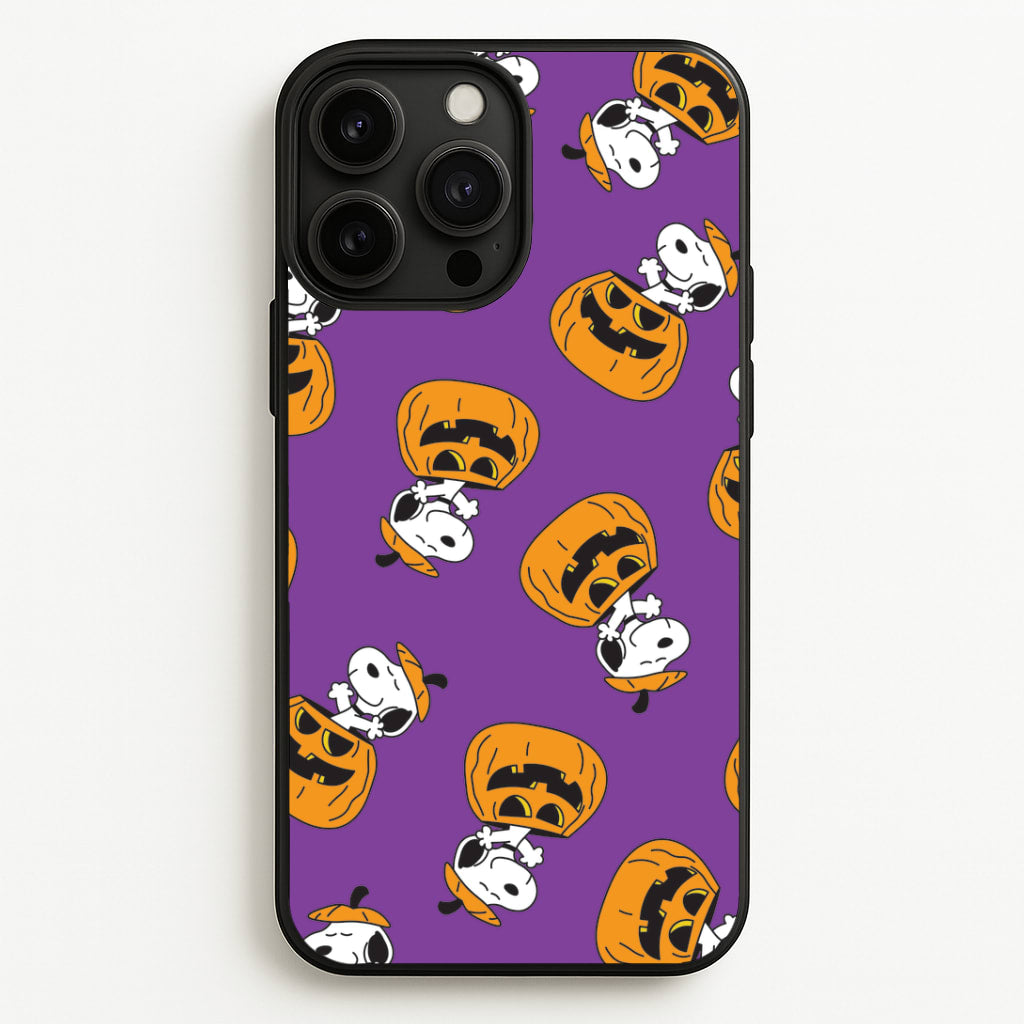 Cartoon Beagle Pumpkin Pattern iPhone 13 Pro Max Case