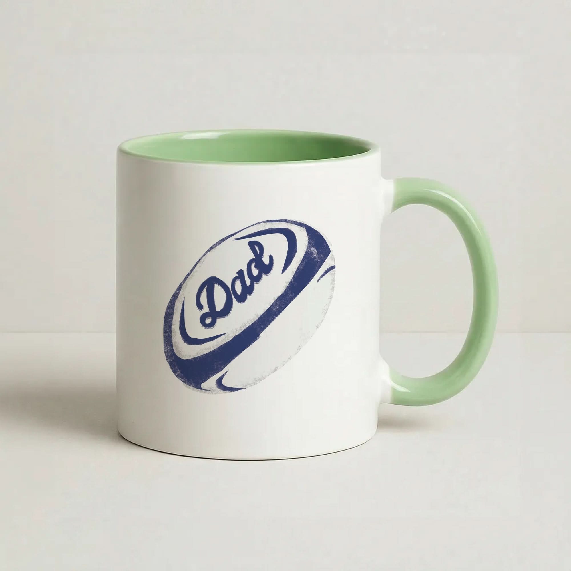 Dad Rugby Ball Green Mug