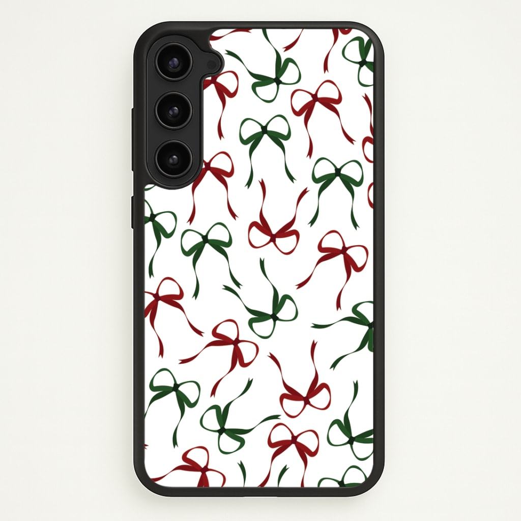 Red And Green Coquette Christmas Bows Pattern Galaxy S23 Case