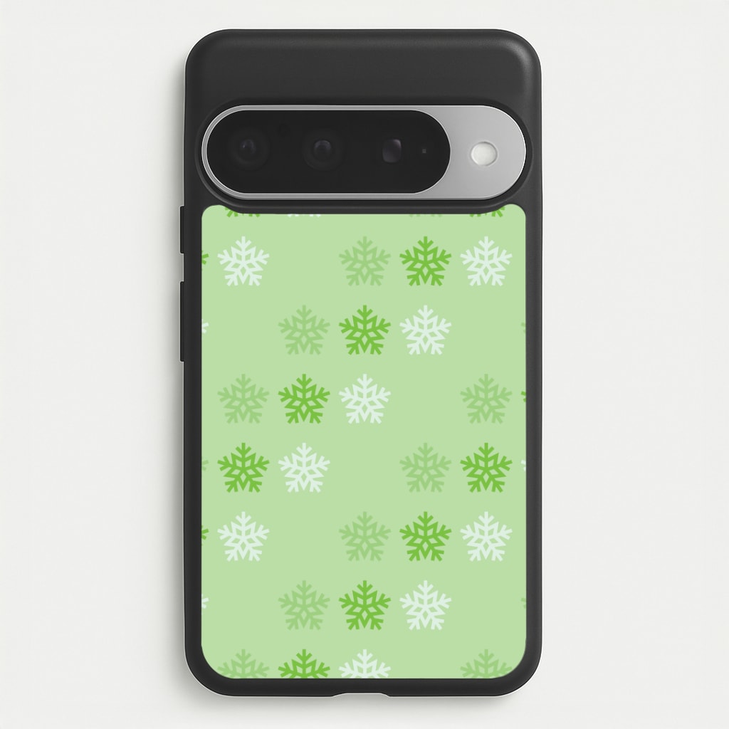 Green Slowflakes Christmas Pattern Google Pixel 10 Pro XL Case