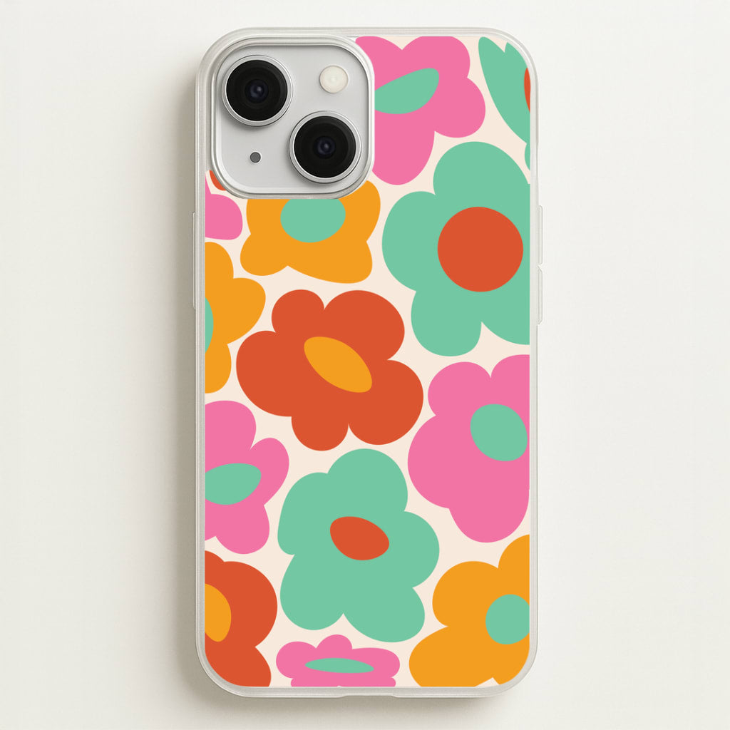Abstract Trippy Retro Flowers iPhone 13 Mini Case