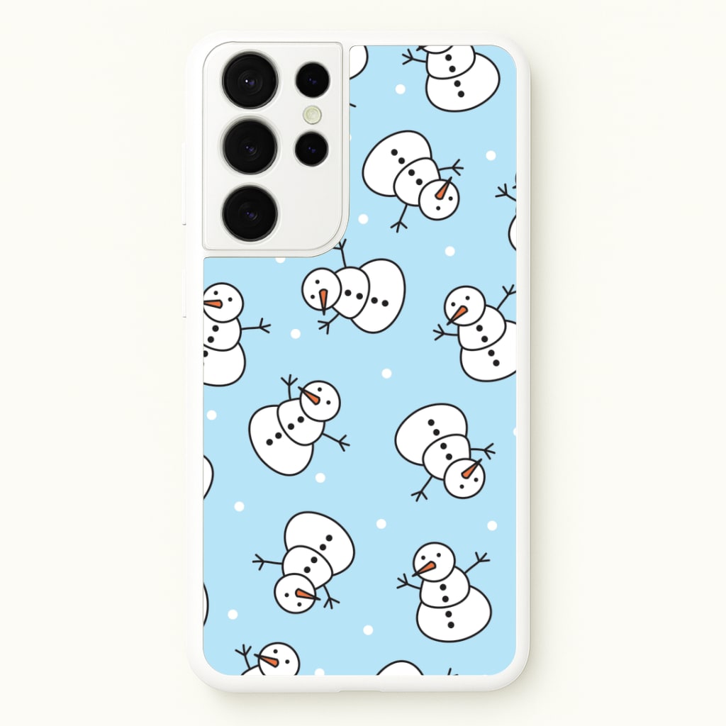 Cartoon Snowmen Pattern Galaxy S21 Ultra Case