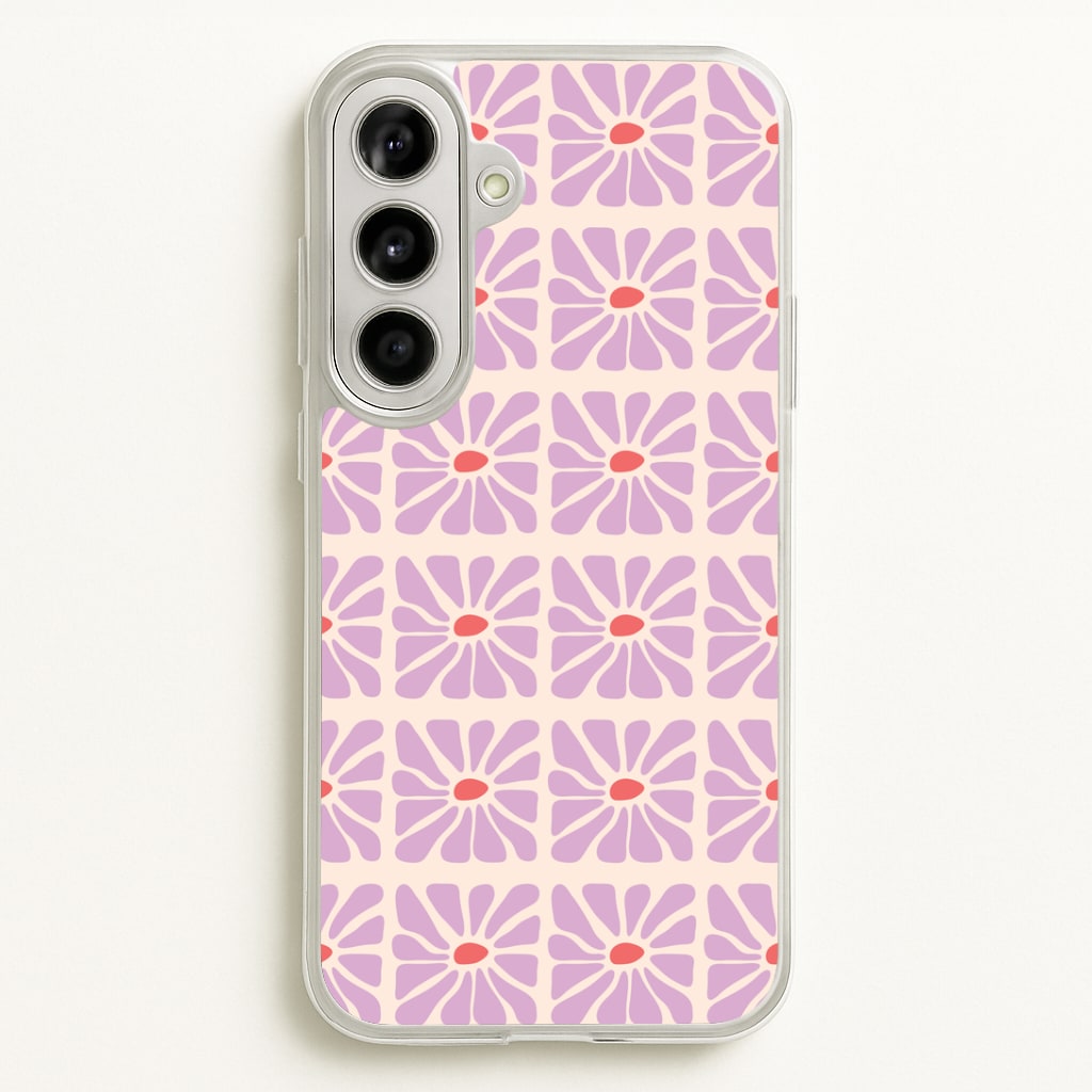 Square Abstract Flowers Mauve Galaxy A56 Case