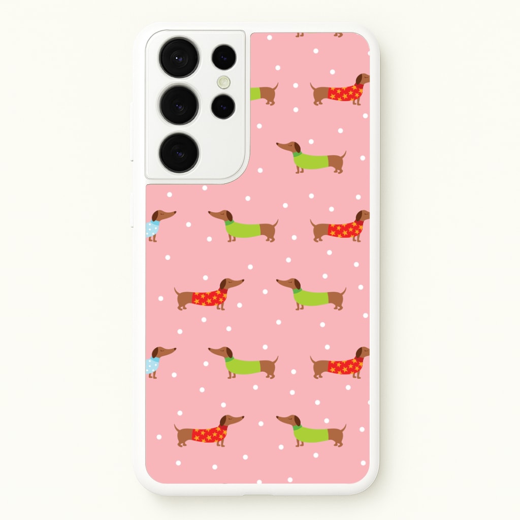 Christmas Jumpers Dachshund Pattern Galaxy S21 Ultra Case