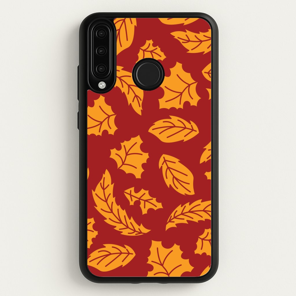Orange Leaves Pattern Huawei P30 Lite Case