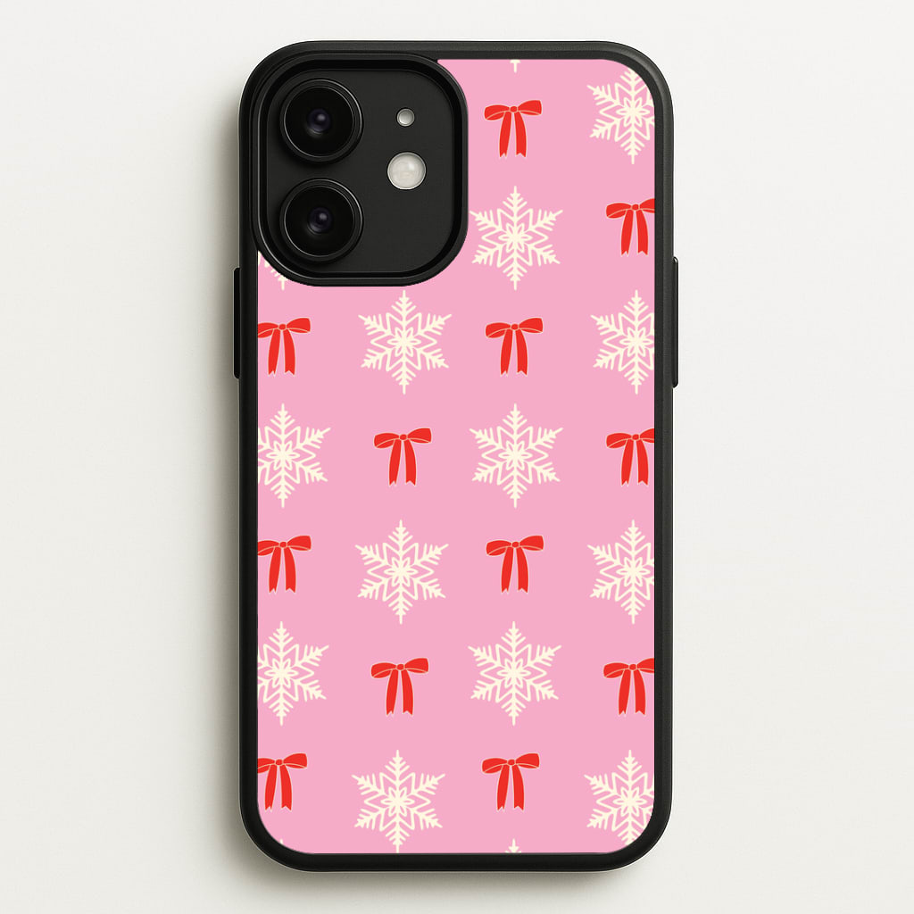 Coquette Bows And Snowflakes Pattern iPhone 11 Case