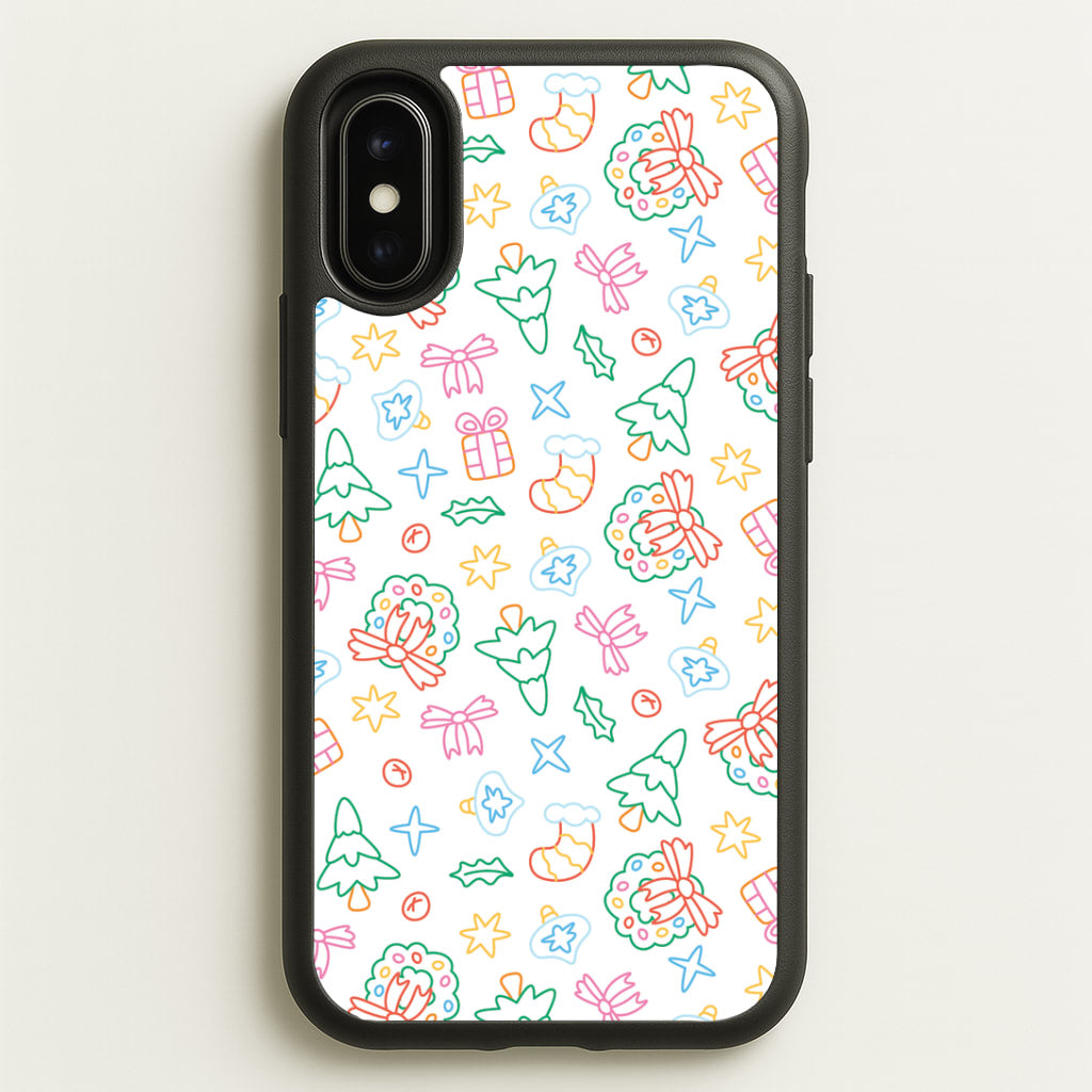 Neon Christmas Icons Pattern II iPhone X / XS Case