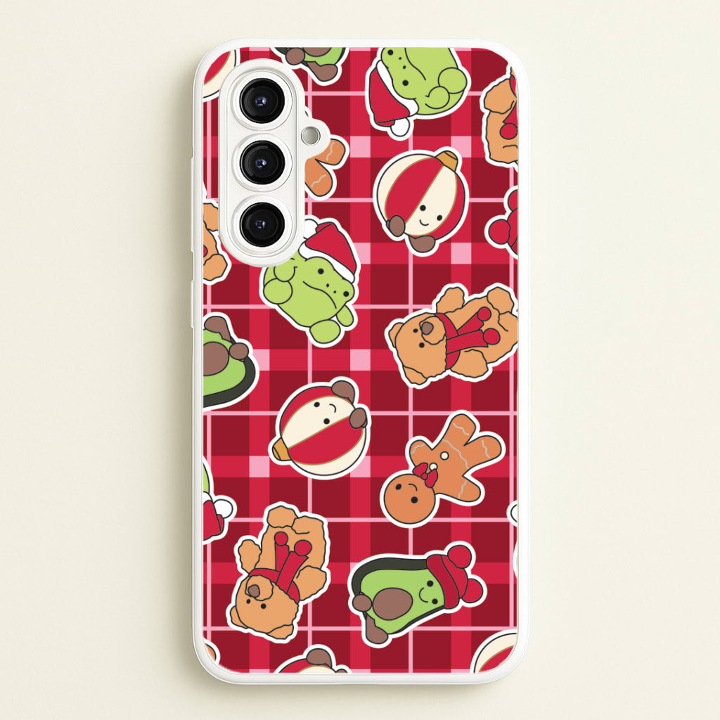 Christmas Plushies Tartan Pattern Galaxy A16 Case
