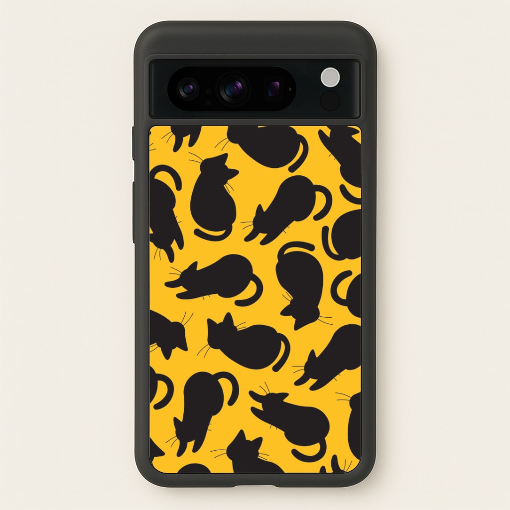 Black Cat Silhouettes Pattern Google Pixel 8 Pro Case