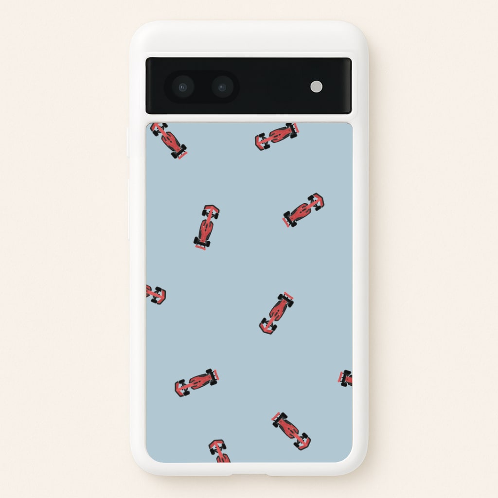 Race Cars Pattern Blue Google Pixel 6a Case