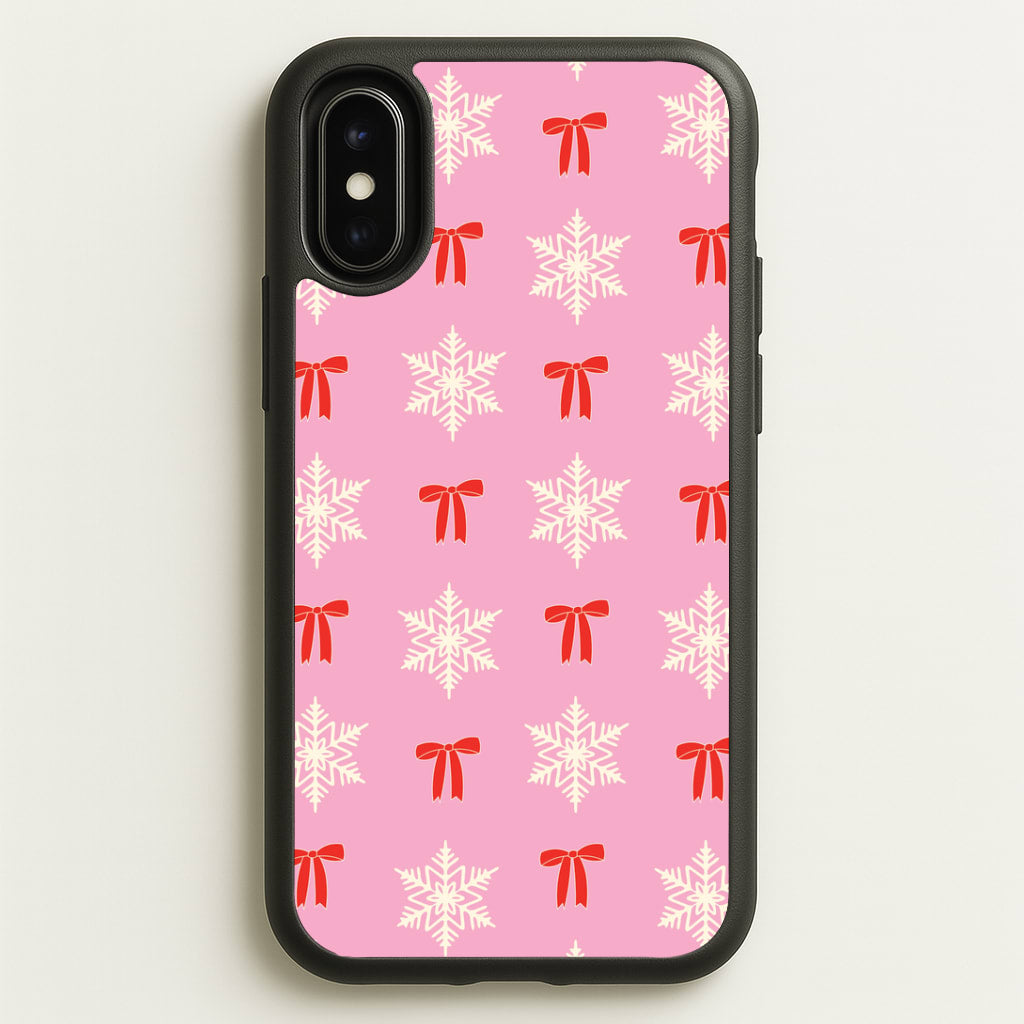 Coquette Bows And Snowflakes Pattern iPhone X / XS Case