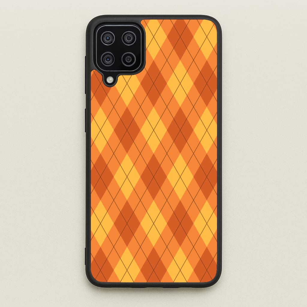 Orange Argyle Pattern Galaxy A12 Case