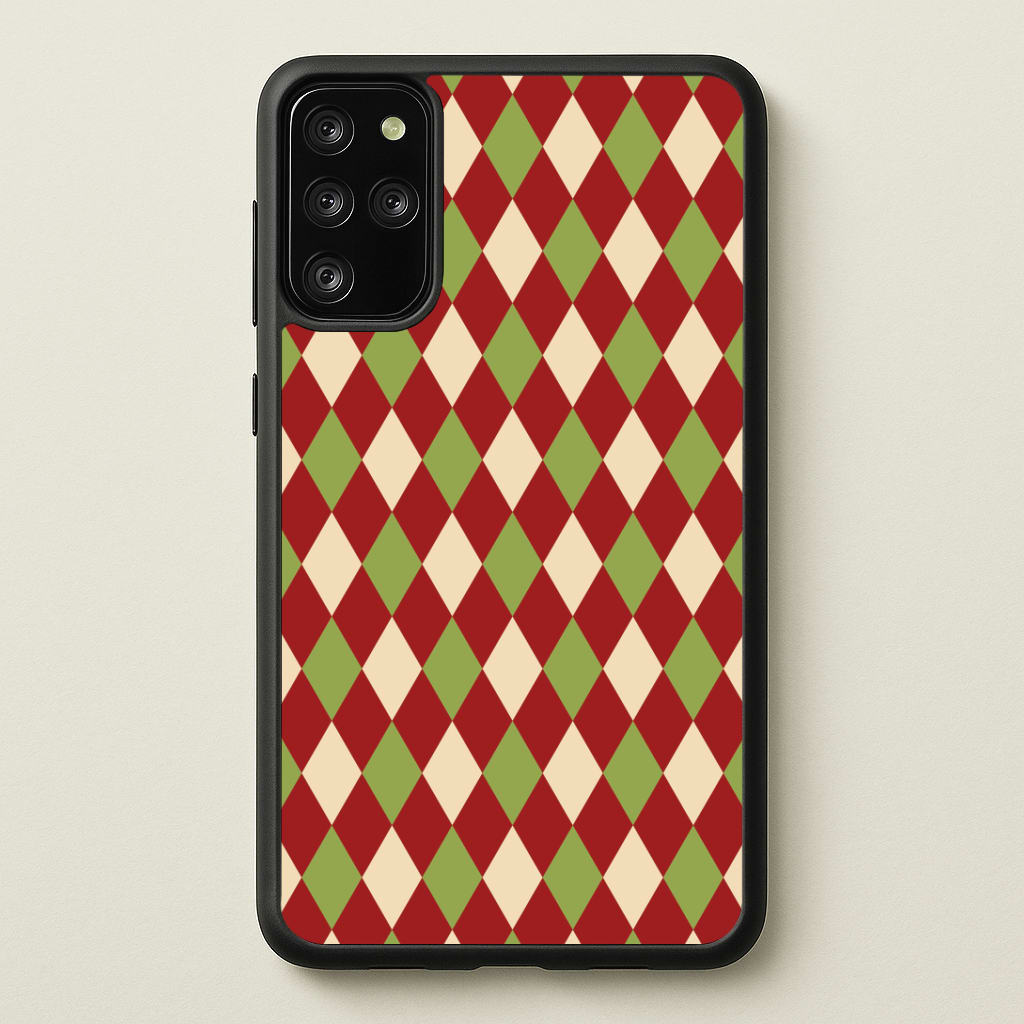 Red And Green Argyle Christmas Pattern Galaxy S20 Plus Case