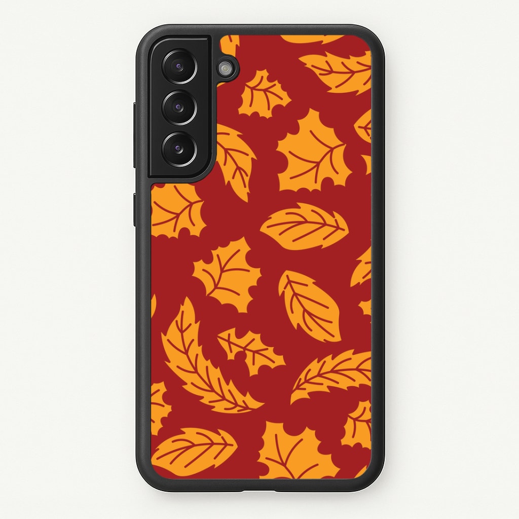 Orange Leaves Pattern Galaxy S21 Case