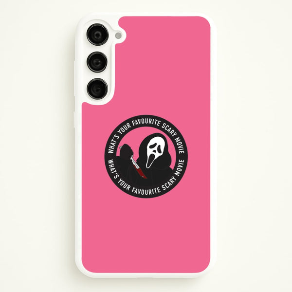 What's Your Favourite Scary Movie Badge Galaxy S23 Plus Case