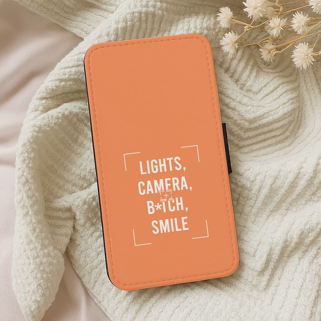 Lights, Camera, B*tch, Smile Leather Phone Case