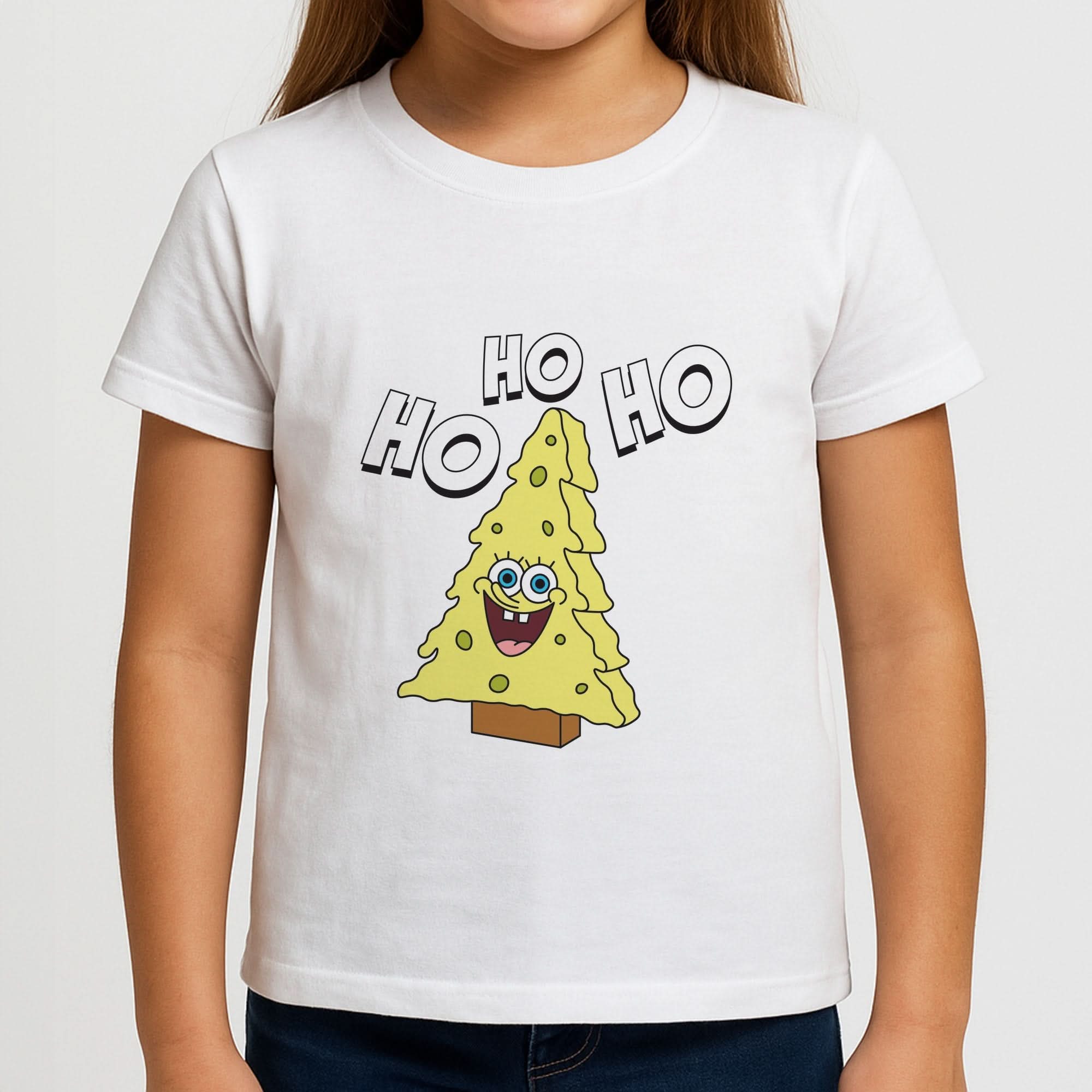 Christmas Tree Cartoon Sponge Girls T-Shirt