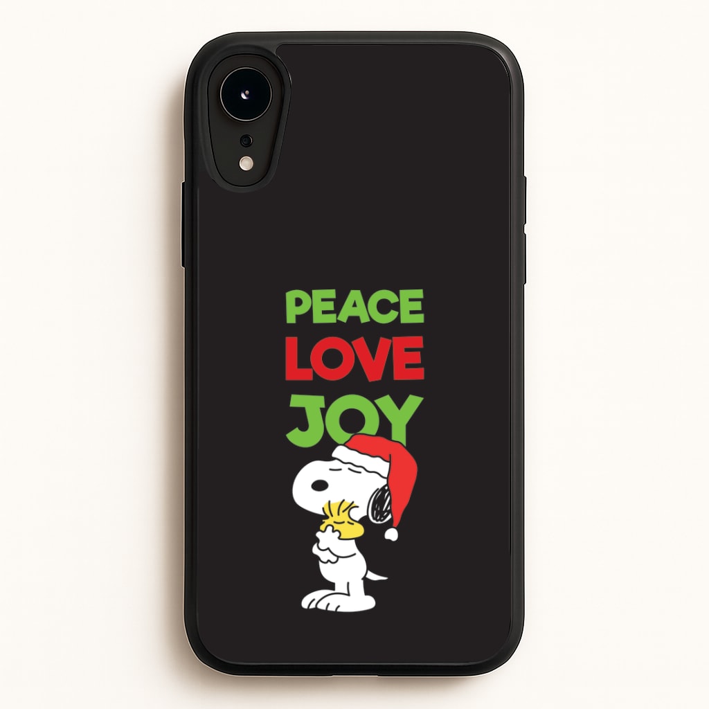 Peace, Love, Joy Christmas Cartoon Beagle iPhone XR Case