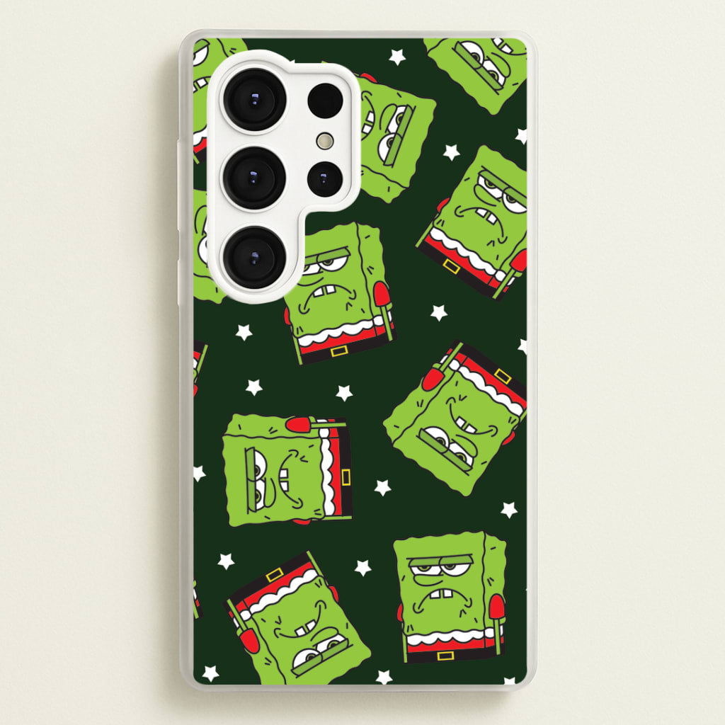 Grumpy Christmas Cartoon Sponge Pattern Galaxy S25 Ultra Case
