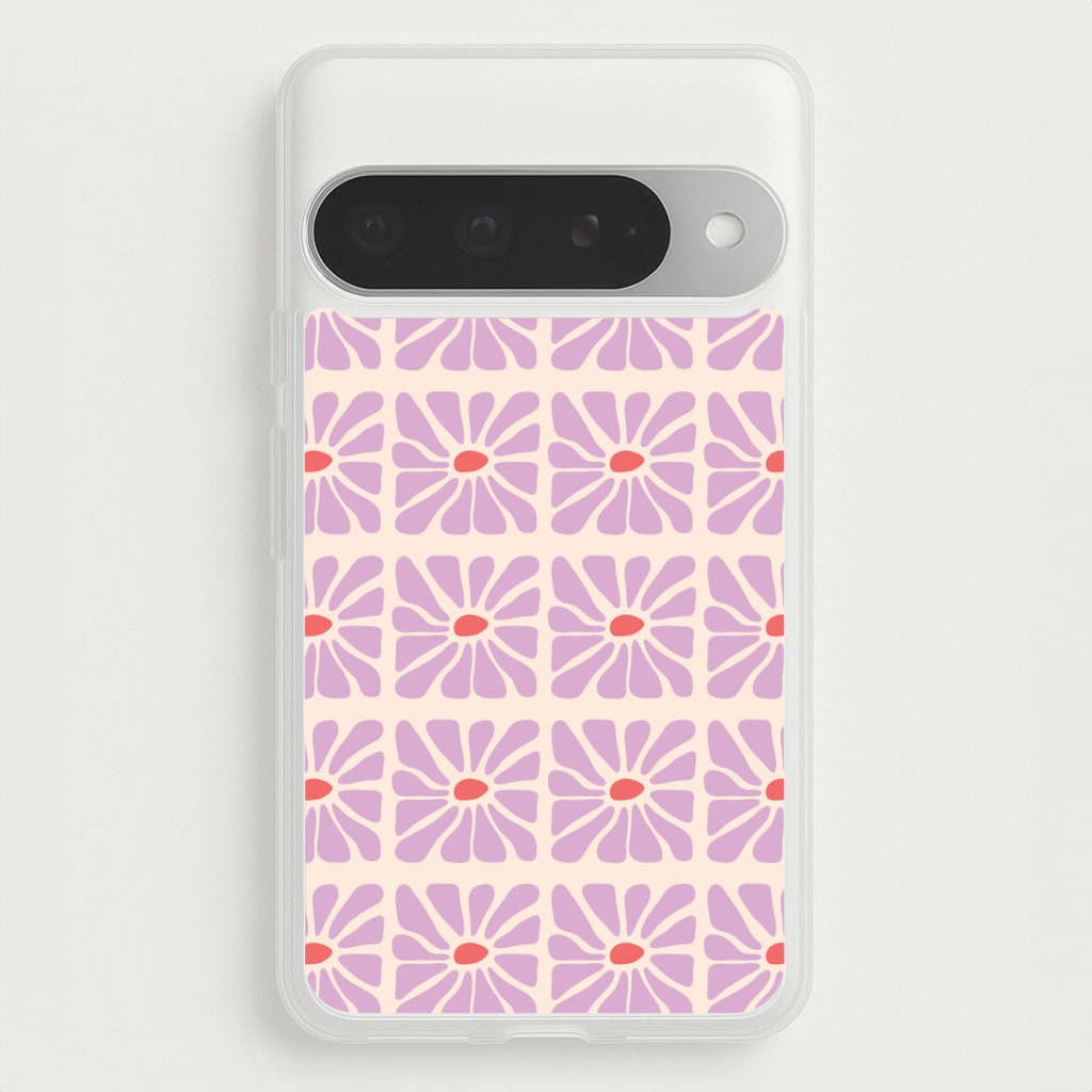 Square Abstract Flowers Mauve Google Pixel 10 Pro XL Case