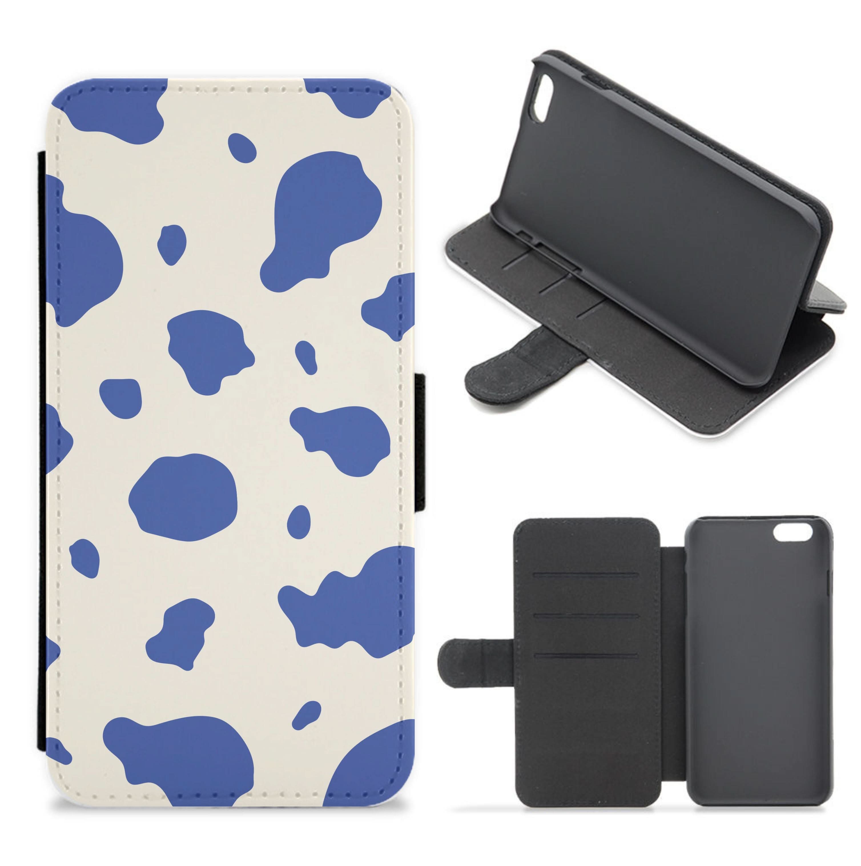 Blue Cow Print Flip / Wallet Phone Case
