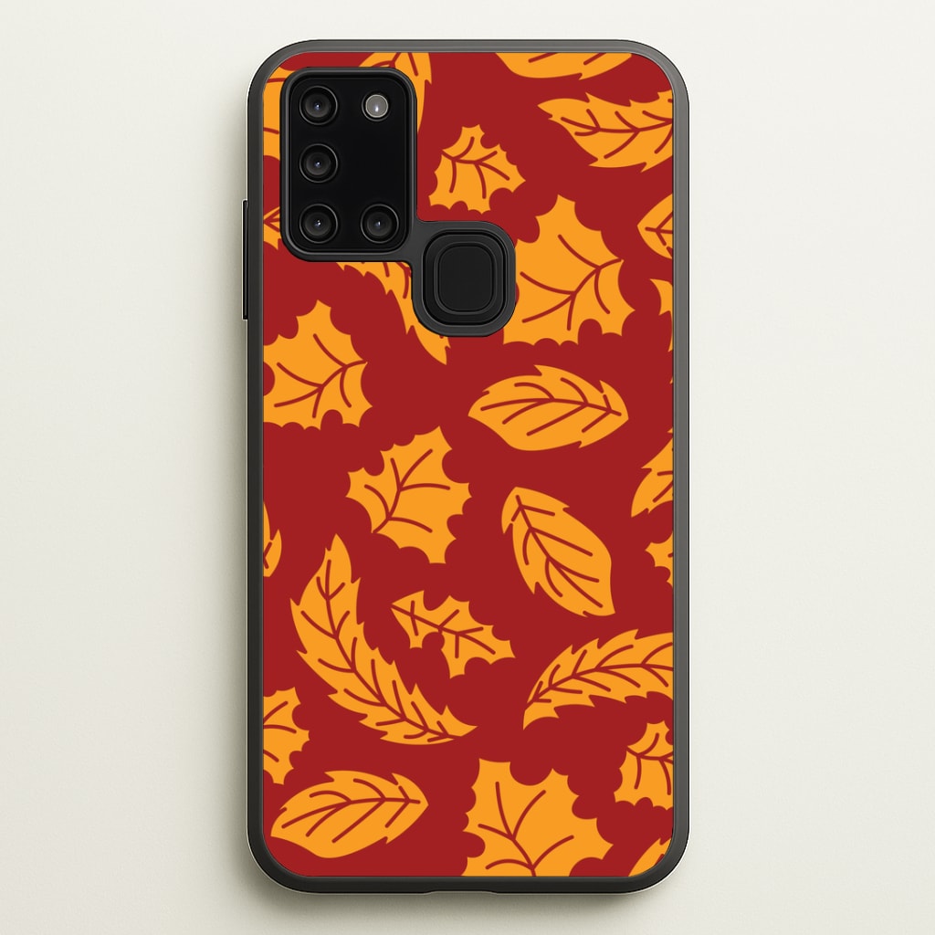 Orange Leaves Pattern Galaxy A21s Case