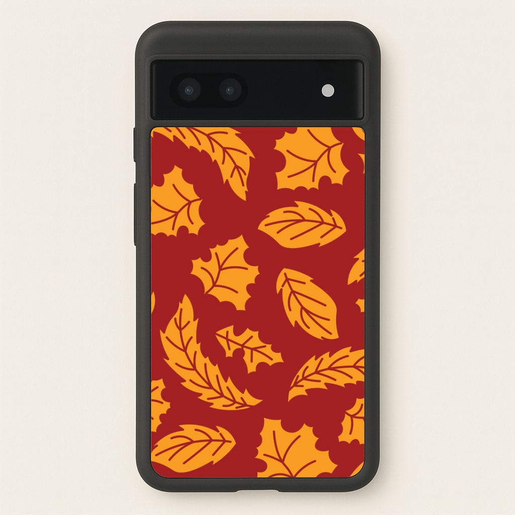 Orange Leaves Pattern Google Pixel 7a Case
