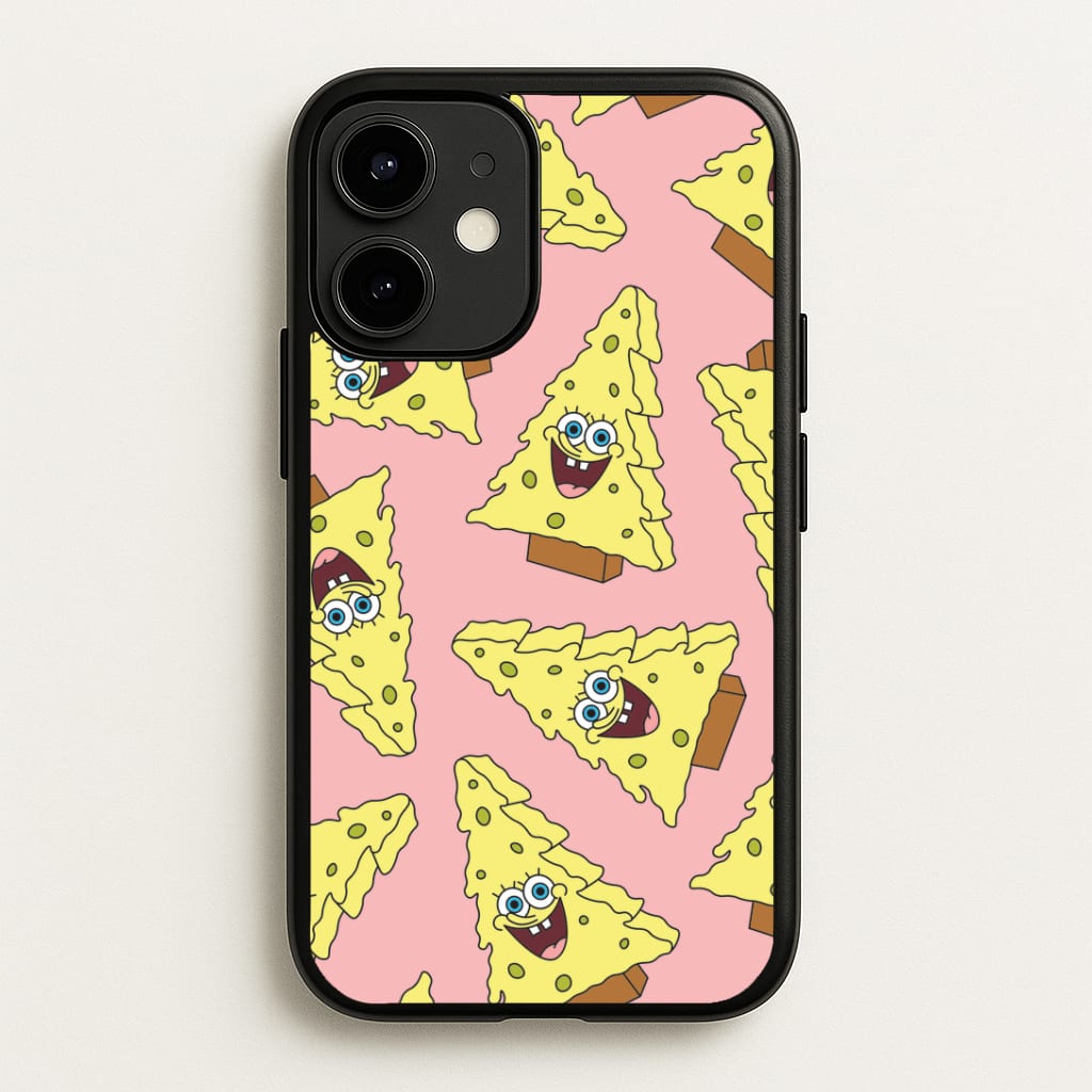 Christmas Tree Cartoon Sponge Pattern iPhone 12 Mini Case