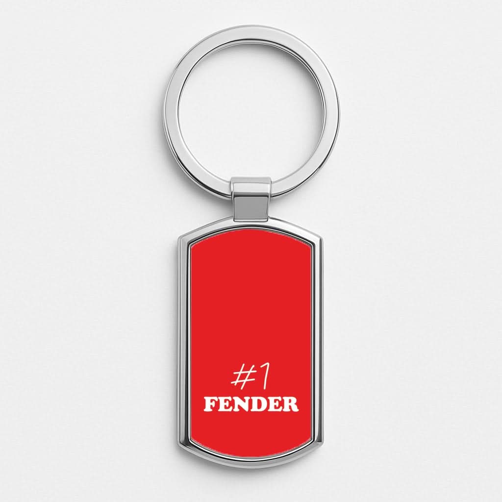 #1 FENDER Silver Metal Keyring