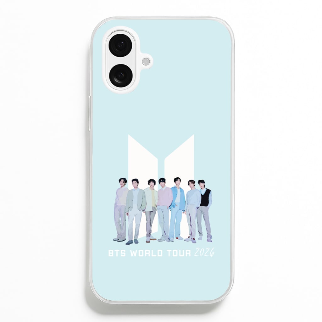 K-Pop Band Tour Pastel Blue iPhone 16 Plus Case